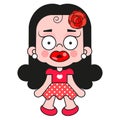 Vector Icon Of A Rag Doll Princess. The Kids Toy Doll Has Hair