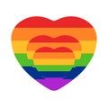Vector icon of rainbow heart, lgbt community sign.