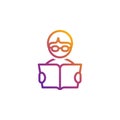 Bright gradient reading boy vector education icon for online education, universities, schools etc