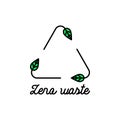 Vector icon of recycle sign made of leaves in linear style. Zero waste, ecological lifestyle and sustainability concept Royalty Free Stock Photo