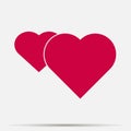 Vector icon red heart set on gray background. Layers grouped for easy editing illustration.