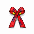 Vector icon of a red ribbon with a yellow center on a white background Royalty Free Stock Photo