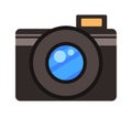 Vector icon of reflex or digital camera for shooting photo or video isolated at white background Royalty Free Stock Photo