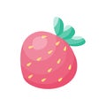 Vector icon of ripe red strawberries. Strawberry emblem in a flat cartoon style isolated on a white background. One