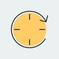 Vector icon of round clock with an arrow around making a loop. It represents a concept of time management, timer, countdown,