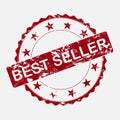 Vector icon round stamp best seller . Aged grunge inscription best seller