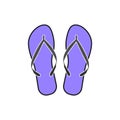 Vector icon of rubber flip-flops. Slippers consisting of a rubber sole and two straps that are attached to the foot