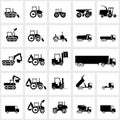 Vector icon set cars and tractors Royalty Free Stock Photo