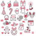 Vector icon set for christmas and new year design. Template for invitation, card. Isolated elements on white background Royalty Free Stock Photo