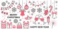 Vector icon set for christmas and new year design. Template for invitation, card. Isolated elements on white background Royalty Free Stock Photo