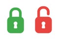 Vector icon set of closed and open padlocks Royalty Free Stock Photo