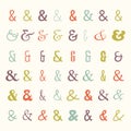 Vector icon set of colored ampersands