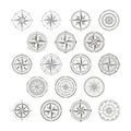 Vector icon set with compass rose Royalty Free Stock Photo