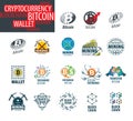 Vector icon set for cryptography Royalty Free Stock Photo