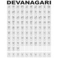 Vector icon set with Devanagari Alphabet Royalty Free Stock Photo