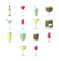 Vector icon set for drink glasses Royalty Free Stock Photo