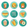 Vector icon set fast food. flat design Royalty Free Stock Photo