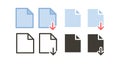 Vector icon set of file and file download in different styles