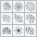 Vector Icons of Fireworks Explosion Silhouettes