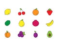 Vector icons set of fruits in modern style Royalty Free Stock Photo