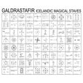 Icon set with Galdrastafir Icelandic Magical Staves with their meanings