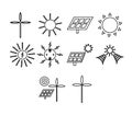 Vector icon set for generation of solar energy Royalty Free Stock Photo