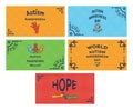Vector icon set of greeting cards with autism awareness message