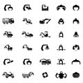 Vector icon set of Heavy machine, tractor and vehicles Royalty Free Stock Photo