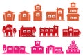 Vector Icon Set of Houses and Homes Isolated on White Background Royalty Free Stock Photo