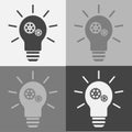 Vector icon set idea arose. Icon of light bulb with a gear Royalty Free Stock Photo