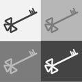 Vector icon set of a key. Vector flat illustration on a gray background Royalty Free Stock Photo