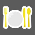 Vector icon set knife, fork, spoon and plate. Cutlery. Table set Royalty Free Stock Photo