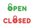 Vector icon set of open and closed with opened and closed padlocks