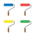 Vector icon set of paint roller brushes