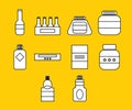Vector icon set for plastic containers Royalty Free Stock Photo