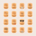 Vector icon set of smiley faces emotions mood and expression Royalty Free Stock Photo