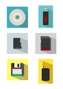 Vector icon set of storage media in flat style Royalty Free Stock Photo