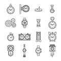 Vector icon set of various clock