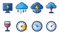 Vector Icon Set - Weather, Time, and Leisure Royalty Free Stock Photo