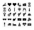 Vector icon set of wedding and engagement Royalty Free Stock Photo