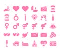 Vector icon set of wedding and engagement Royalty Free Stock Photo