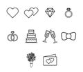 Vector icon set for wedding and engagement Royalty Free Stock Photo