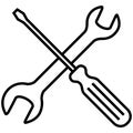 Vector Icon - Setting and Options Symbol. Crossed Wrench and Screwdriver