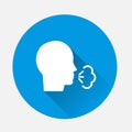 Vector icon sick man coughs and sneezes icon on blue background. Flat image with long shadow