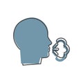 Vector icon sick man coughs and sneezes on cartoon style on white isolated background