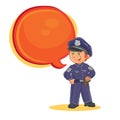 Vector icon of small child police man.