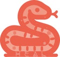 Vector Snake Icon inspired by minimalist Scandinavian wooden toy style, part of Chinese Zodiac Icon Set in Swedish folk