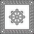 Vector icon snowflake in a frame with a Greek ornament Royalty Free Stock Photo