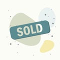 Vector icon sold red stamp. Sold  vector illustration on multicolored background Royalty Free Stock Photo
