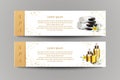 icon. Spa flyer and banners. Isolated on white. Stones and frangipani flowers. oils and lotion.
